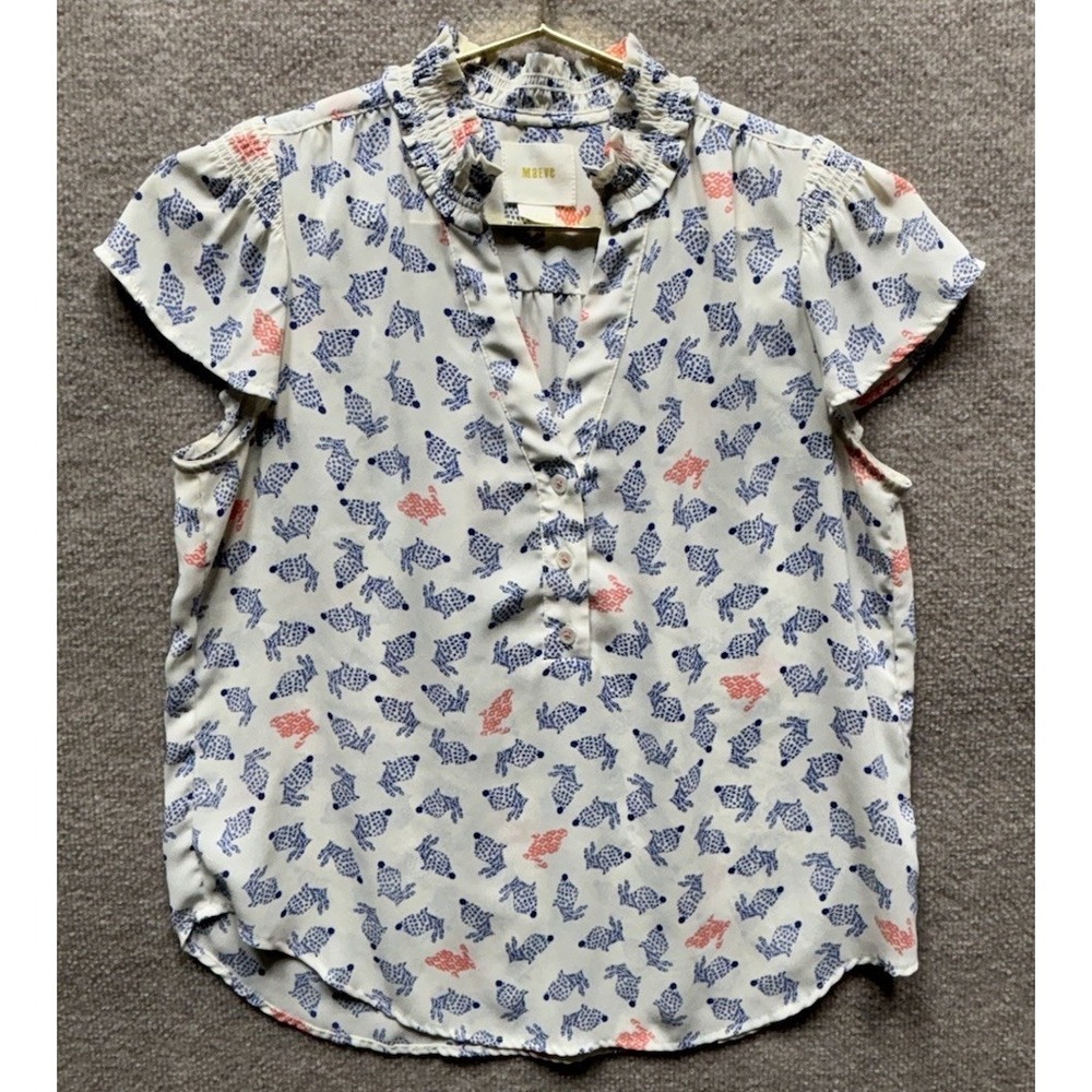 Anthropologie Maeve Hop Around Bunny Rabbit Blouse Womens Size 2 Top EUC